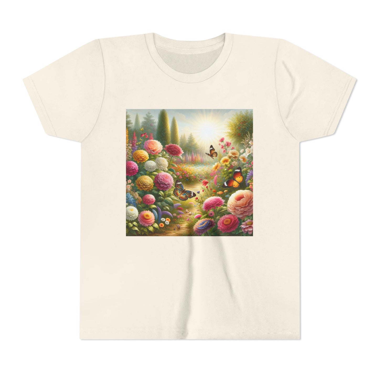 Butterfly Youth Tee Shirt - Vibrant Sunshine Flowers