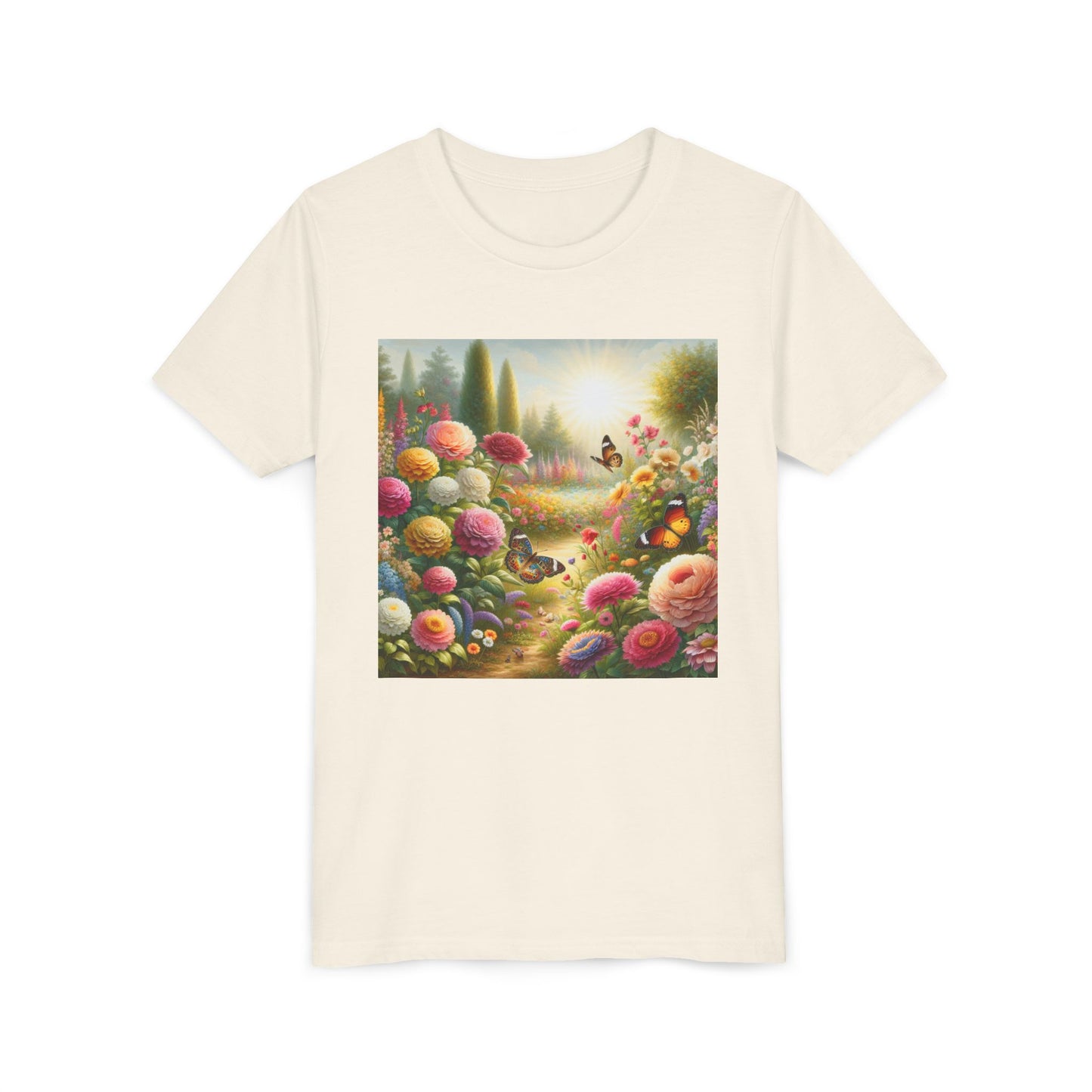 Butterfly Youth Tee Shirt - Vibrant Sunshine Flowers