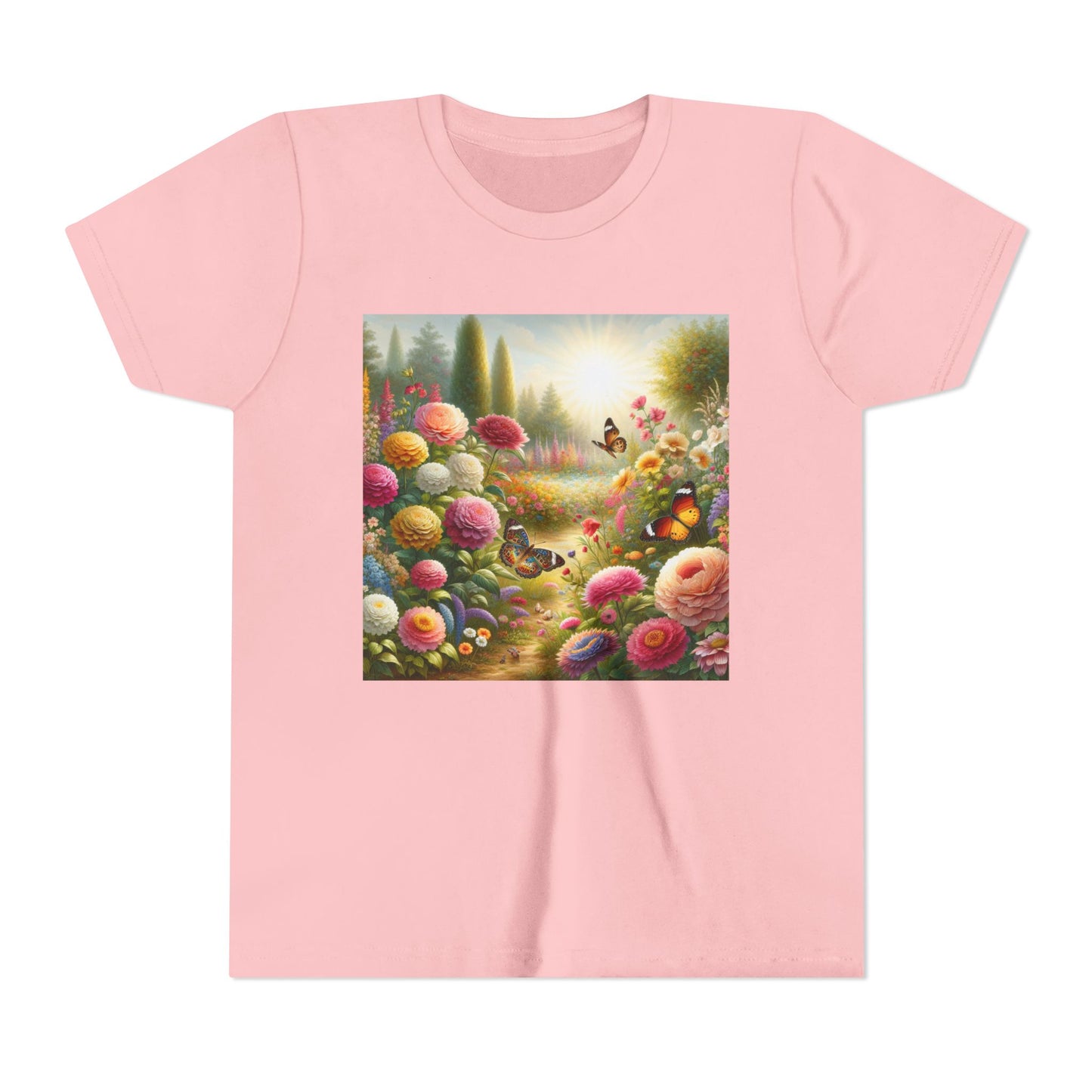 Butterfly Youth Tee Shirt - Vibrant Sunshine Flowers