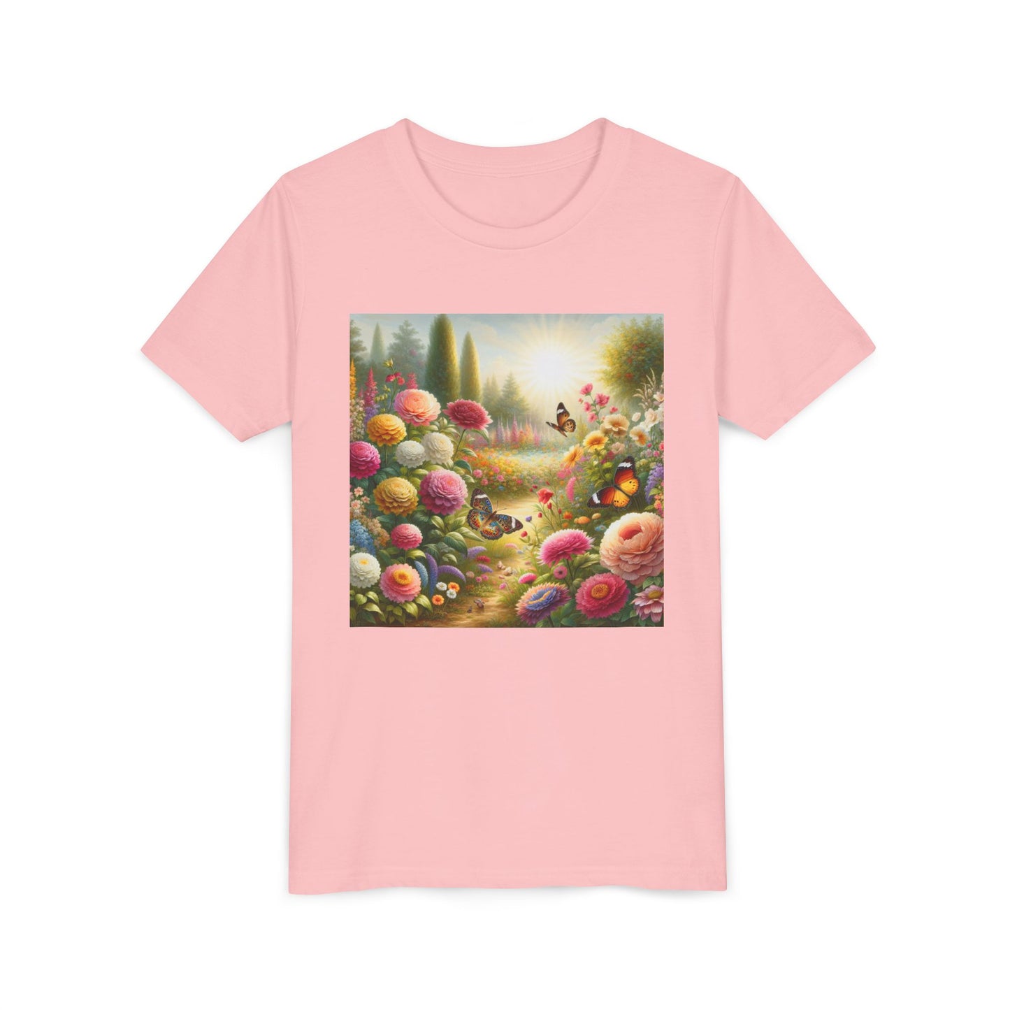 Butterfly Youth Tee Shirt - Vibrant Sunshine Flowers